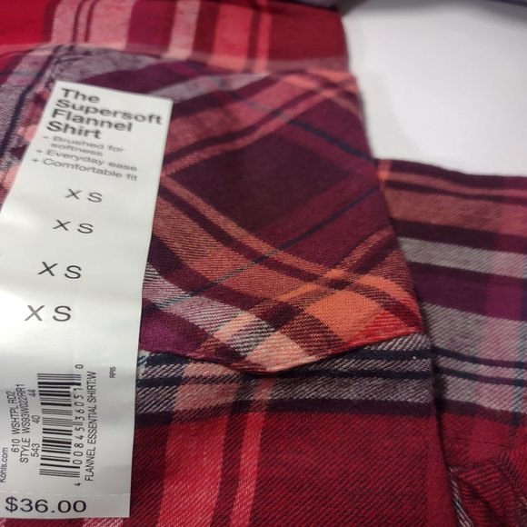 Nwt Sonoma Ladies Supersoft Red Plaid Flannel - Picture 5 of 7